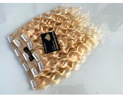 Capelli Clips  Biondo platino riccio naturale