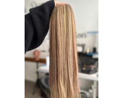 Shatush de anel de linha e mechas onduladas