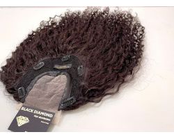 Natural curly super toupee in virgin color