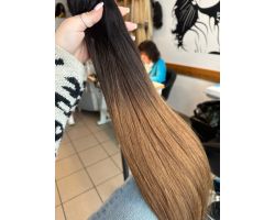 CAUDA COM FITA SHATUSH E MECHAS ONDULADAS